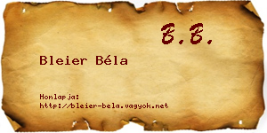 Bleier Béla névjegykártya